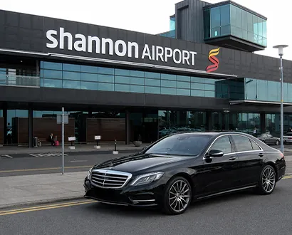 Mercedes S-Class chauffeur car outside Shannon Airport